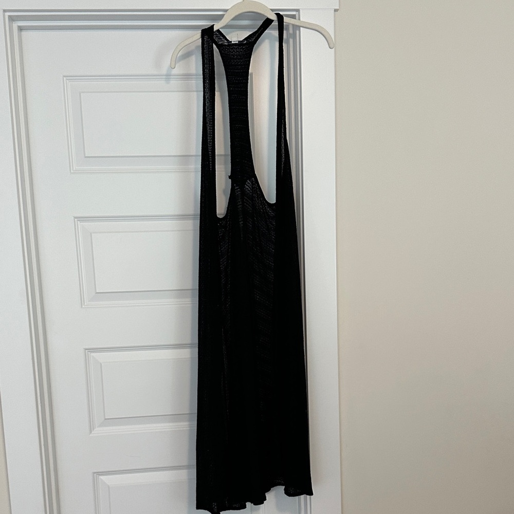 American Eagle Outfitters Black Open-Knit Racerback Duster